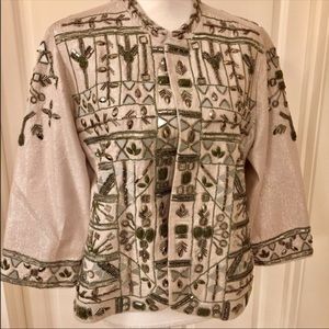 NWT Chicos Aztec Design Beaded Party Jacket 12/14
